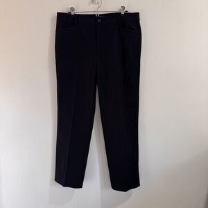 Lauren Ralph Lauren Pants 12 Black Straight Leg Pleated High Rise Cotton